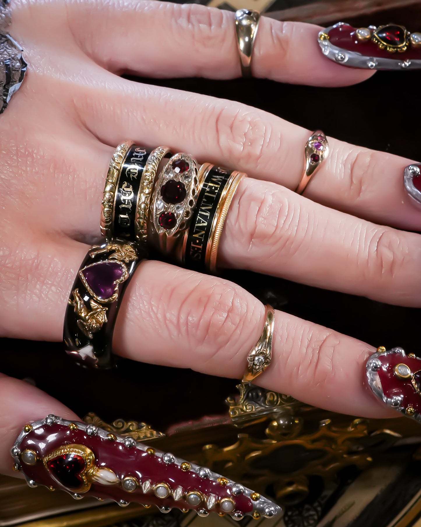 Cupid Heart Ring – Black × Purple Heart / #12 #13