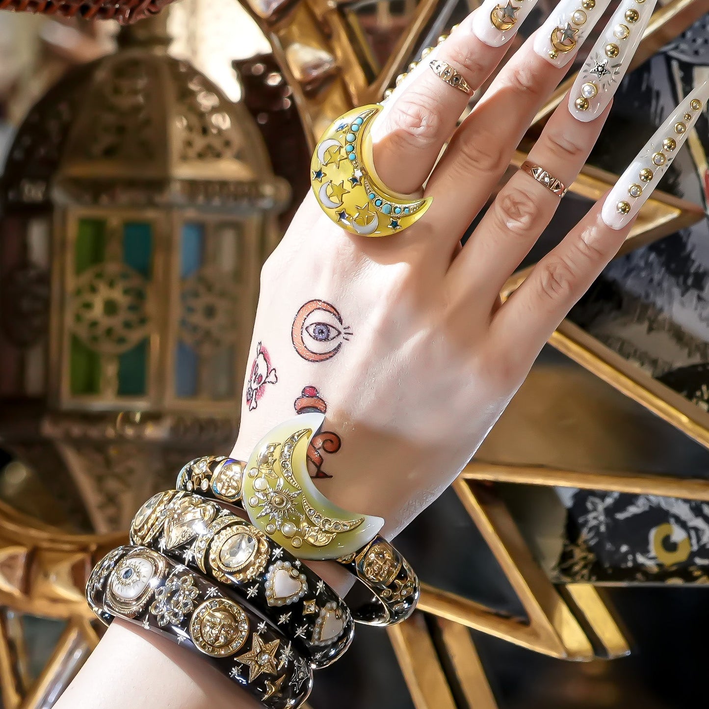 Yellow Moon Spell Bracelet - Black × Yellow