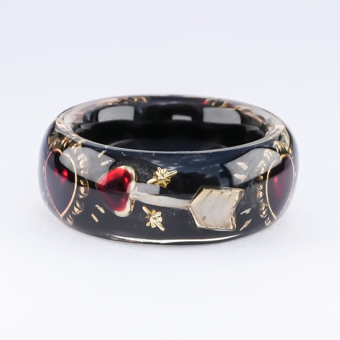 Cupid Wing Heart Ring – Black × Red Heart / #13