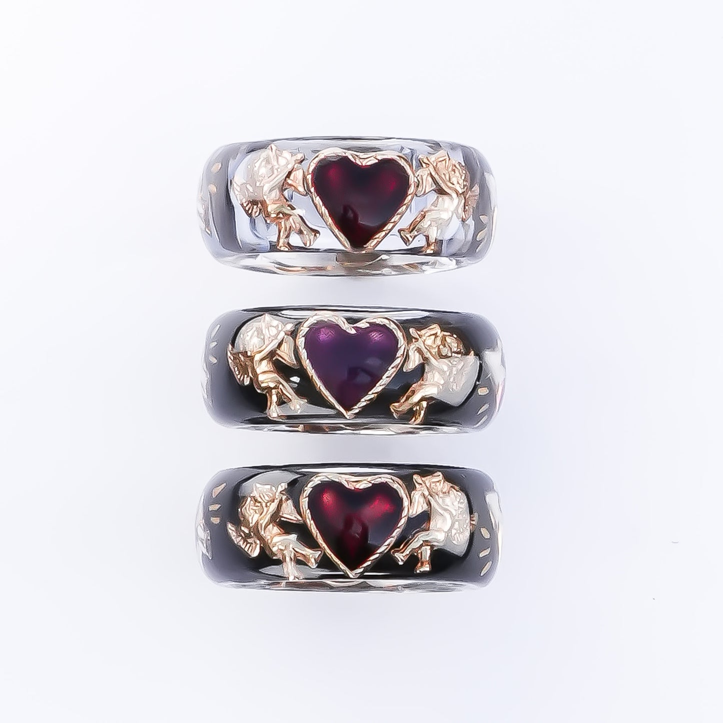 Cupid Heart Ring – Black × Red Heart / #11