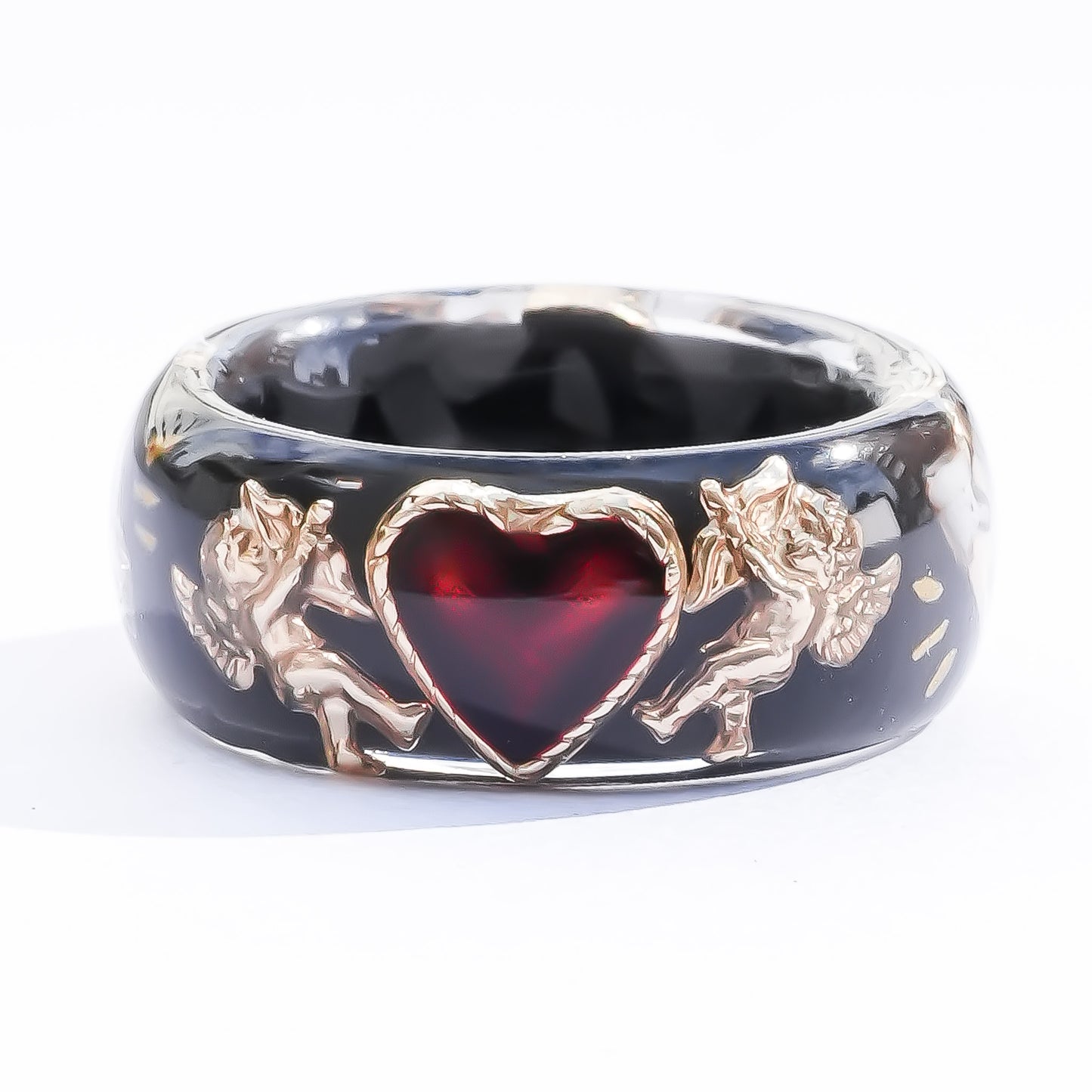Cupid Heart Ring – Black × Red Heart / #11