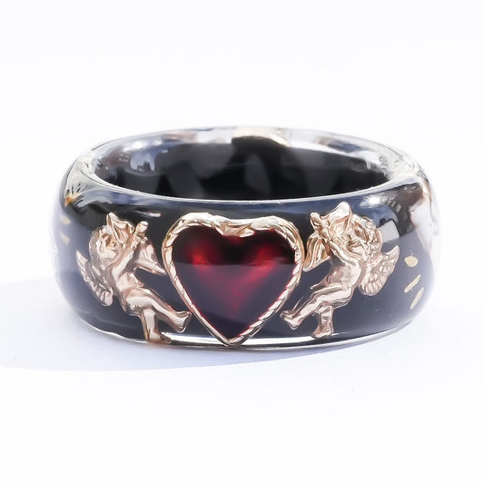 Cupid Heart Ring – Black × Red Heart / #11