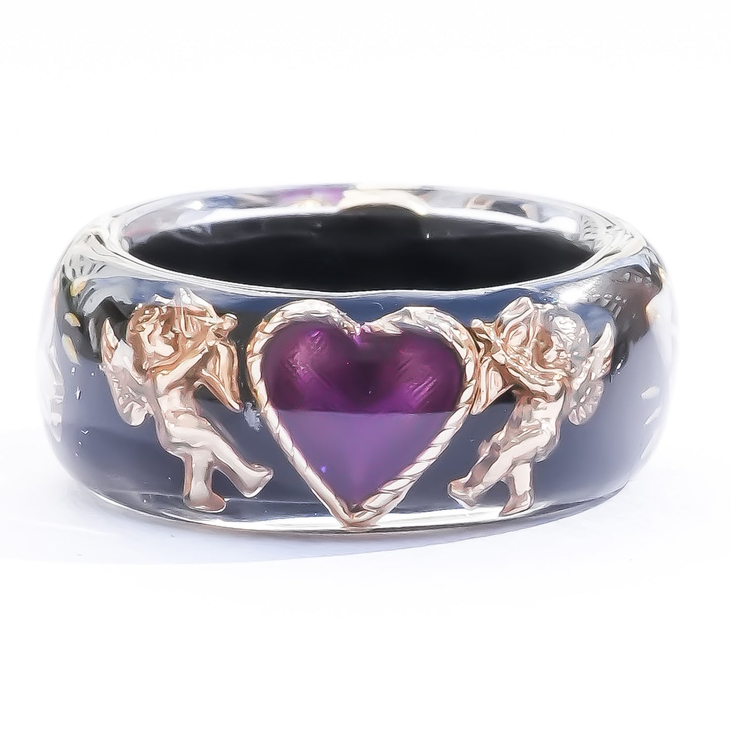 Cupid Heart Ring – Black × Purple Heart / #12 #13