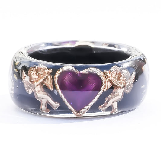 Cupid Heart Ring – Black × Purple Heart / #12 #13