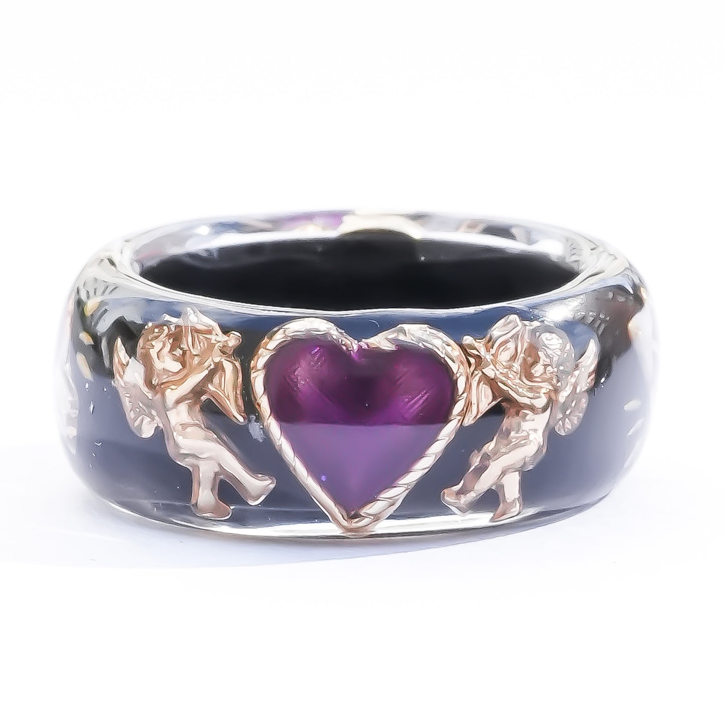 Cupid Heart Ring – Black × Purple Heart / #12 #13