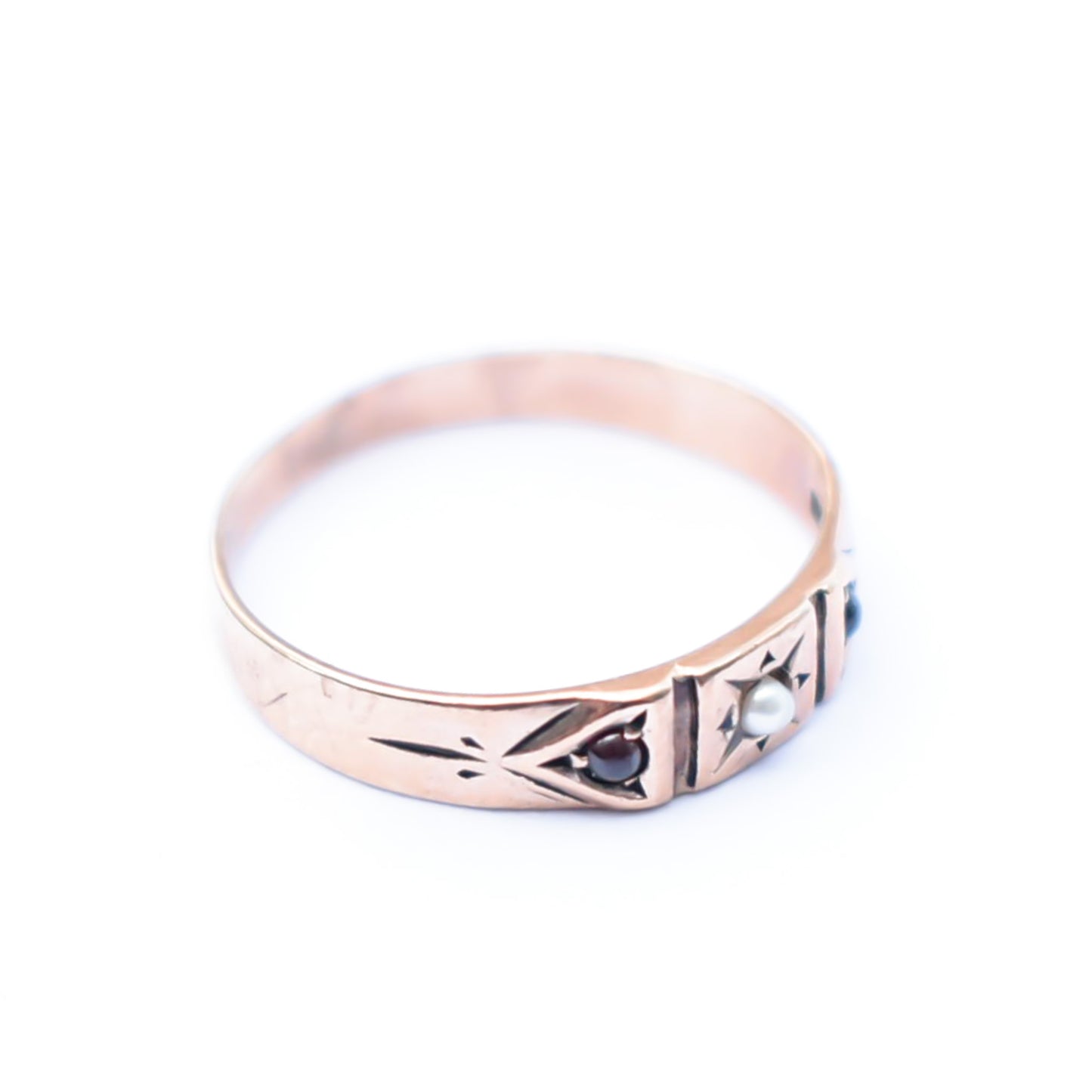 BABY RING / PEARL / GARNET / USA / 10K / #1