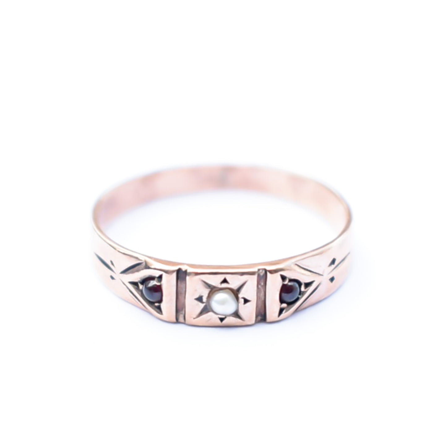 BABY RING / PEARL / GARNET / USA / 10K / #1
