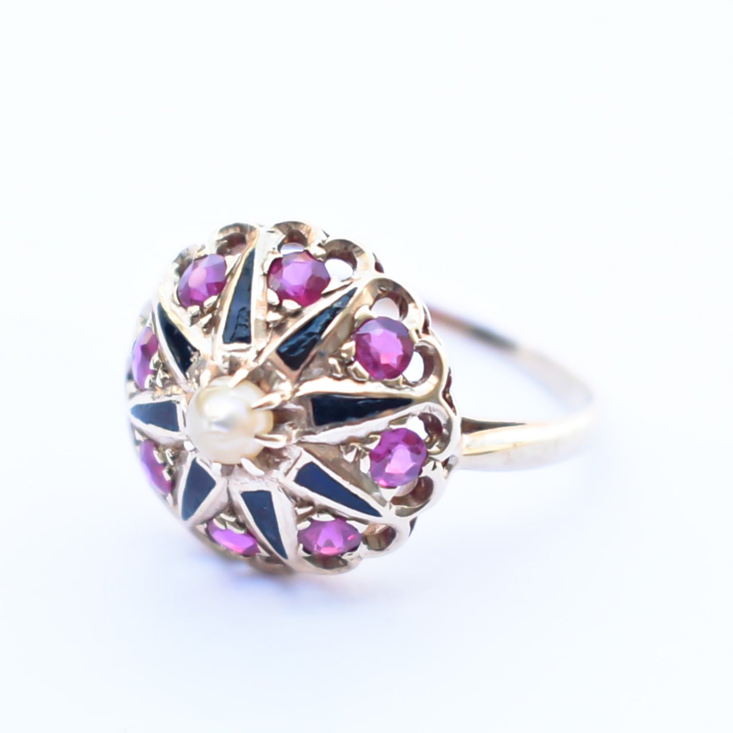 RUBY RING / ENAMEL / USA / 14KPG / #13