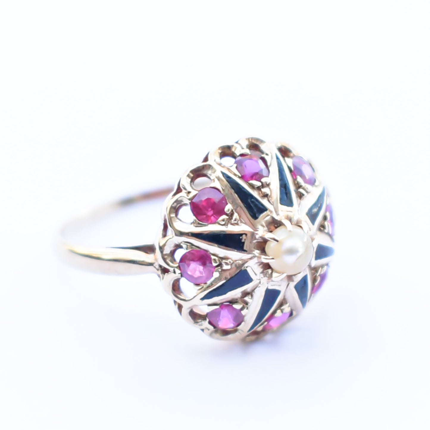 RUBY RING / ENAMEL / USA / 14KPG / #13