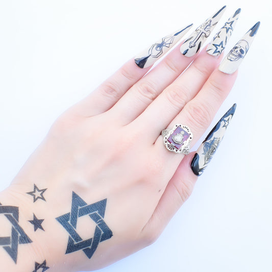 GARNET RING / 14KWG / USA / #11