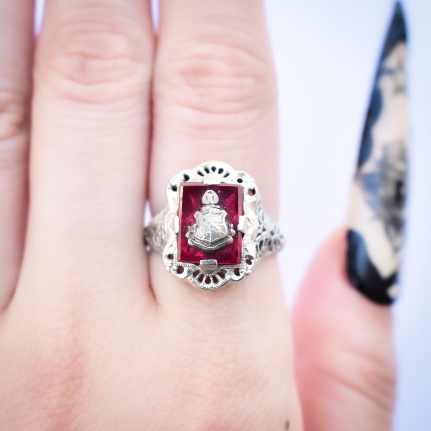 GARNET RING / 14KWG / USA / #11
