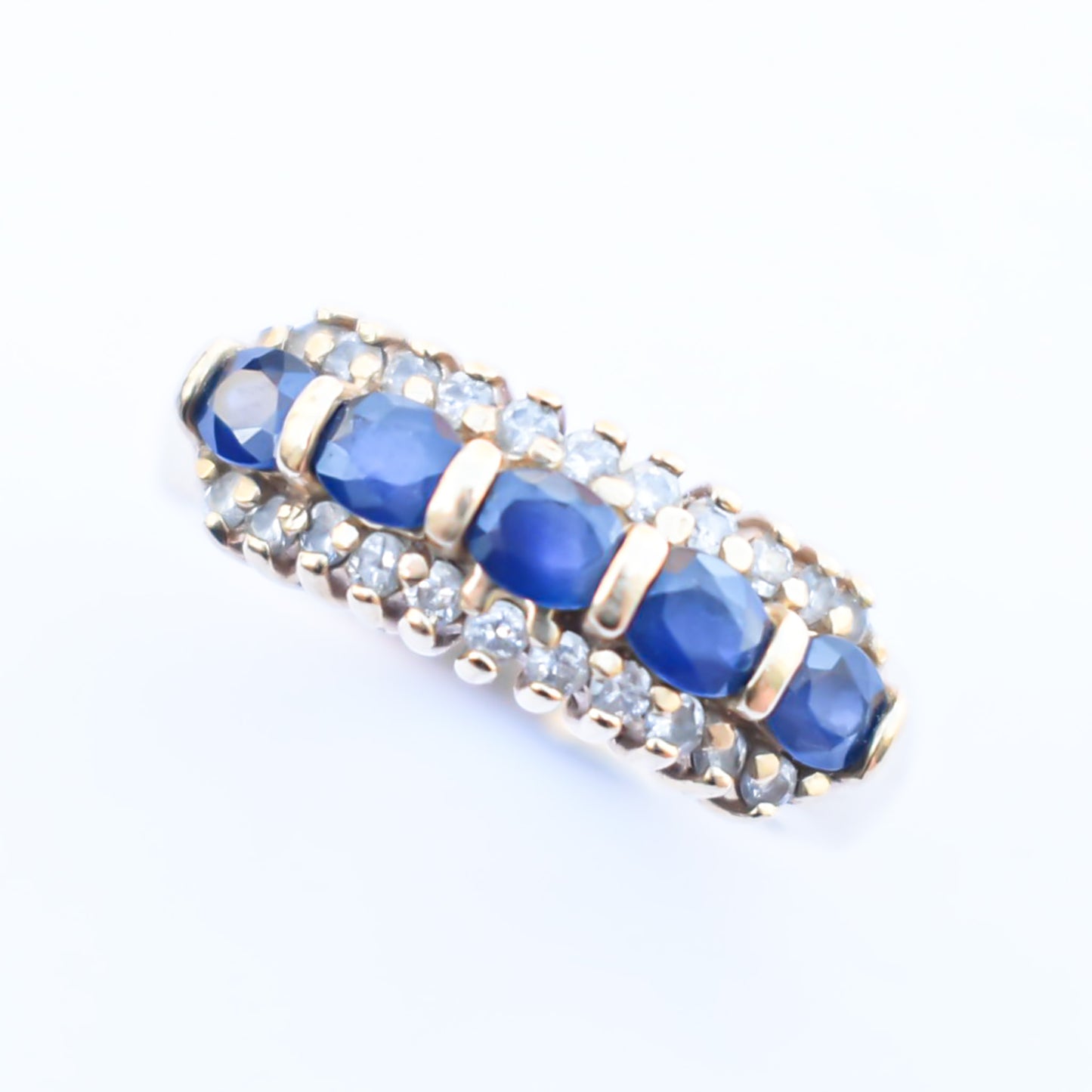 BLUE SAPPHIRE RING / DIAMOND / USA / 14KYG / #14