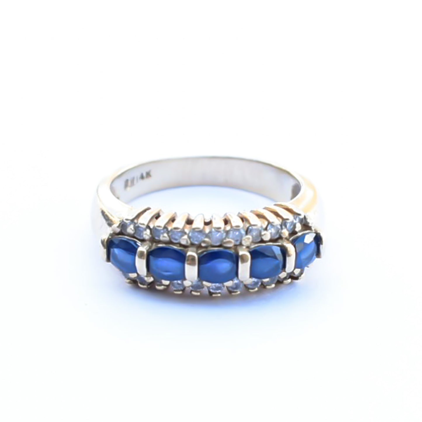 BLUE SAPPHIRE RING / DIAMOND / USA / 14KYG / #14