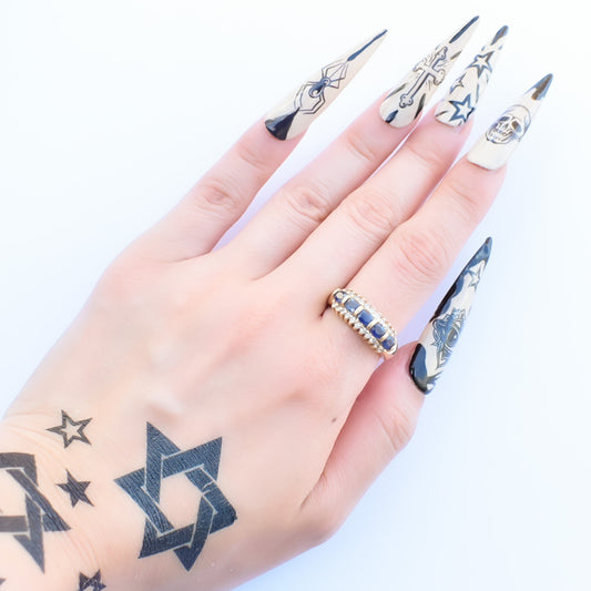 BLUE SAPPHIRE RING / DIAMOND / USA / 14KYG / #14