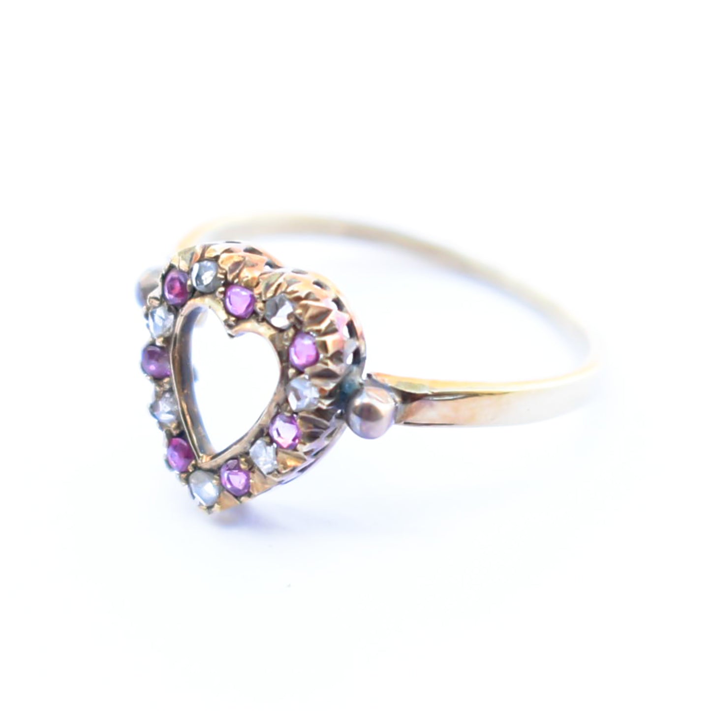 HEART RING / RUBY / DIAMOND / UK /9K / #12