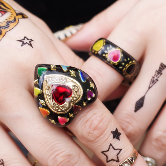 LUCKY 7 RING / HEART / BLACK / #11