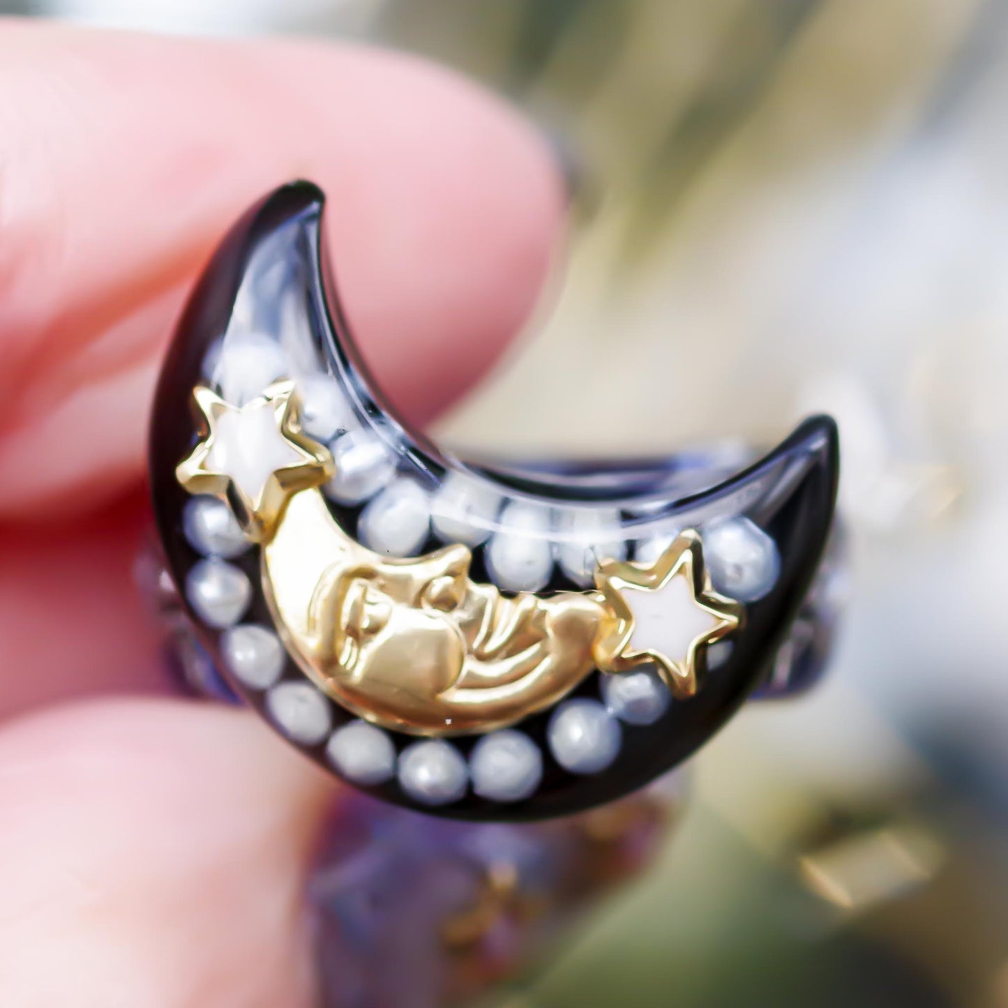 MOON RING / BLACK / BLUE / #3