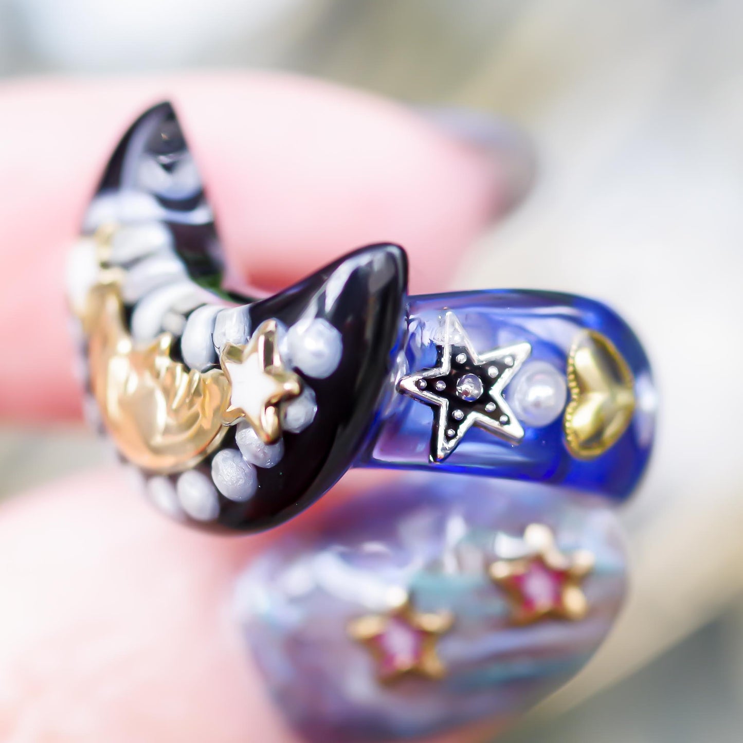 MOON RING / BLACK / BLUE / #3
