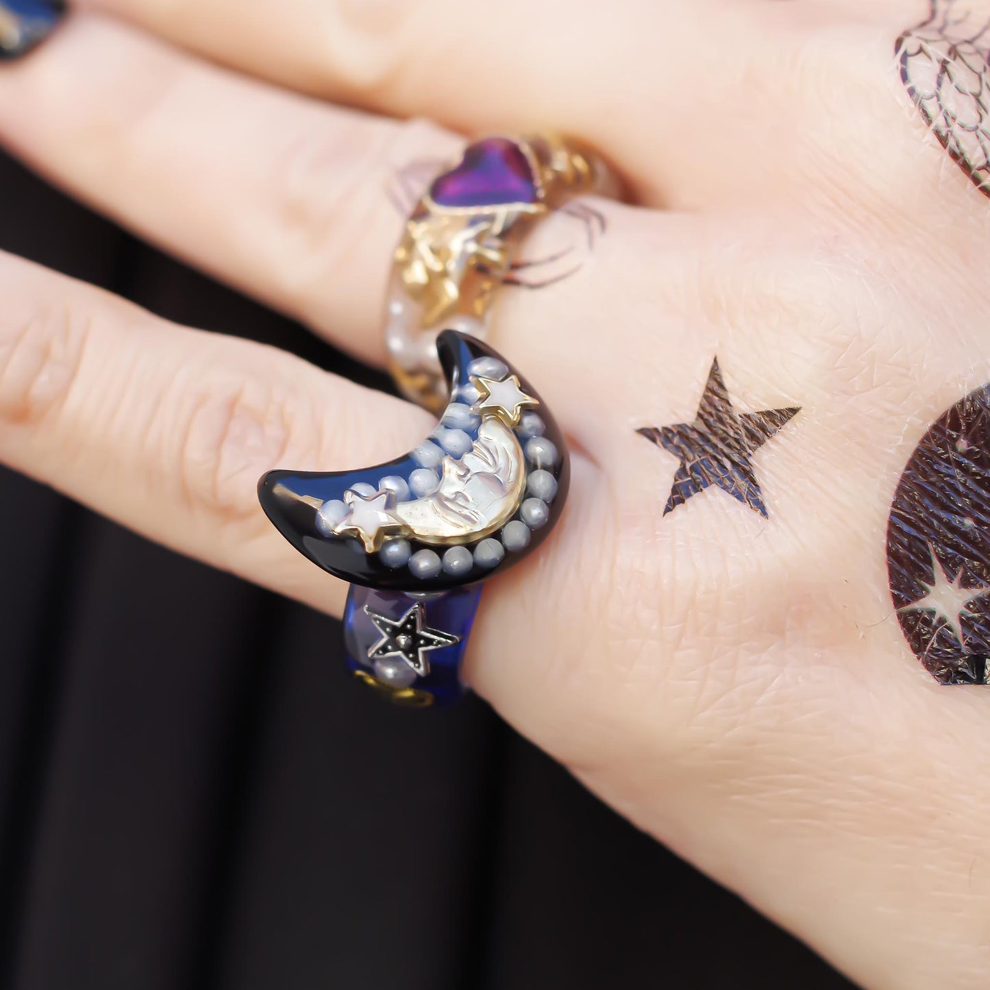 MOON RING / BLACK / BLUE / #3