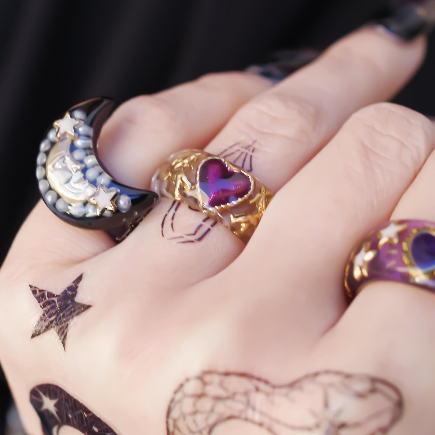 MOON RING / BLACK / BLUE / #3