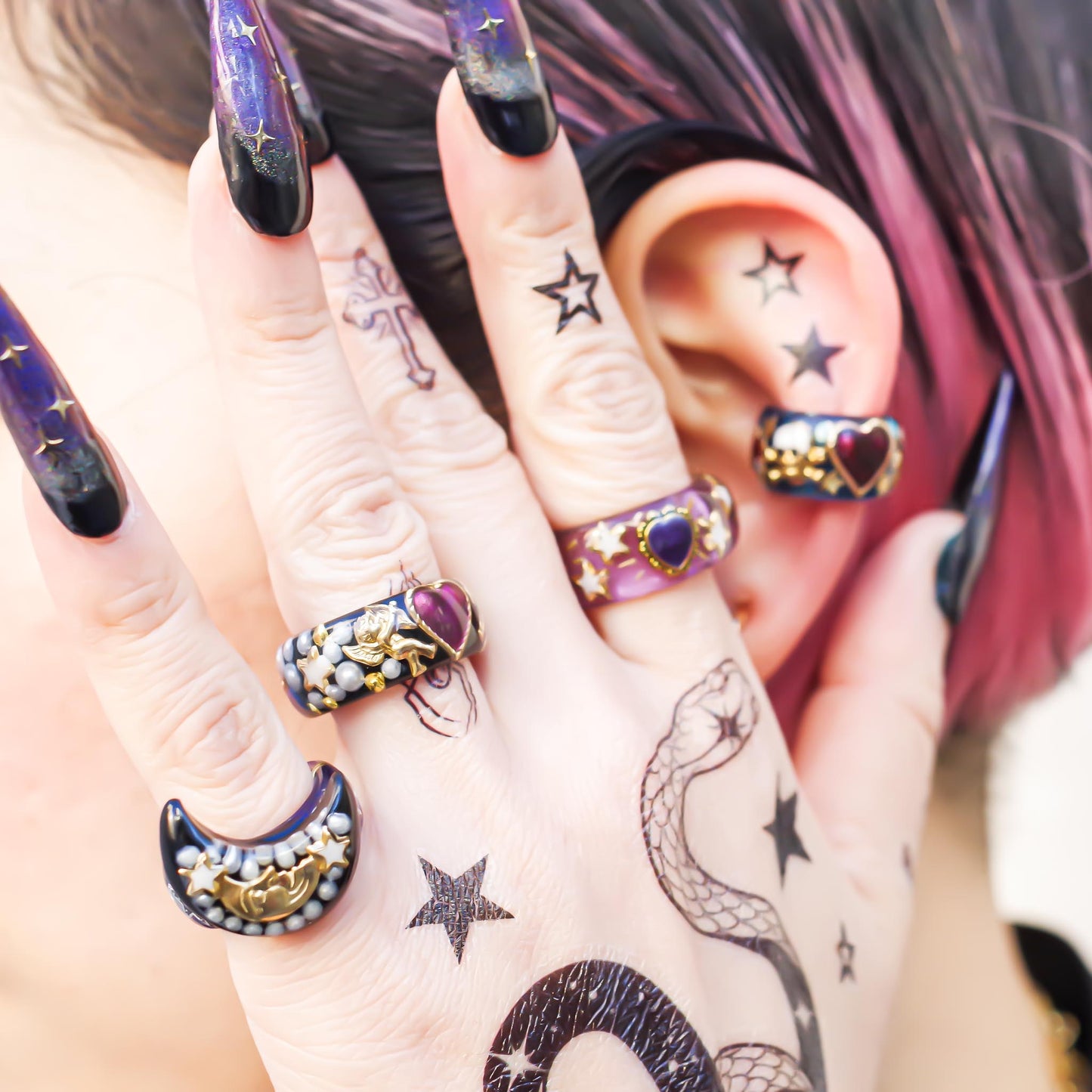 MOON RING / BLACK / BLUE / #3