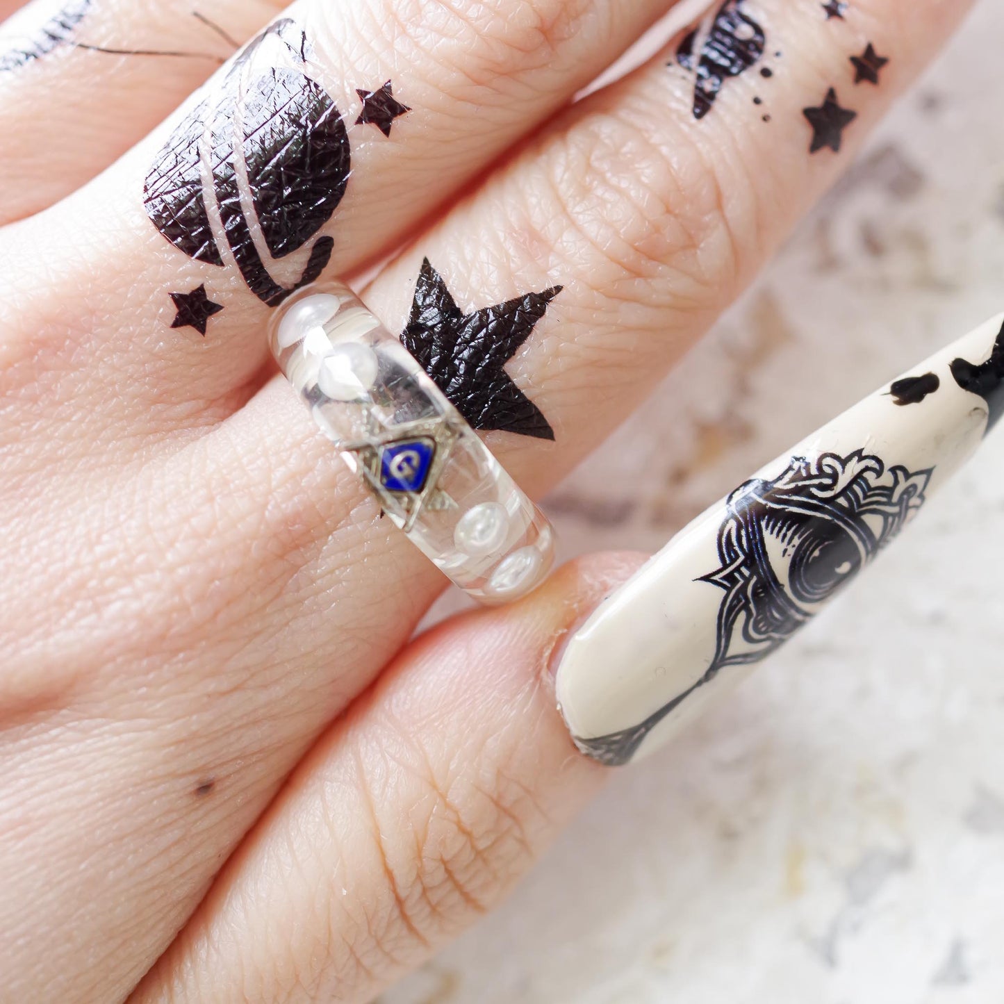 MASONIC RING / PEARL #12