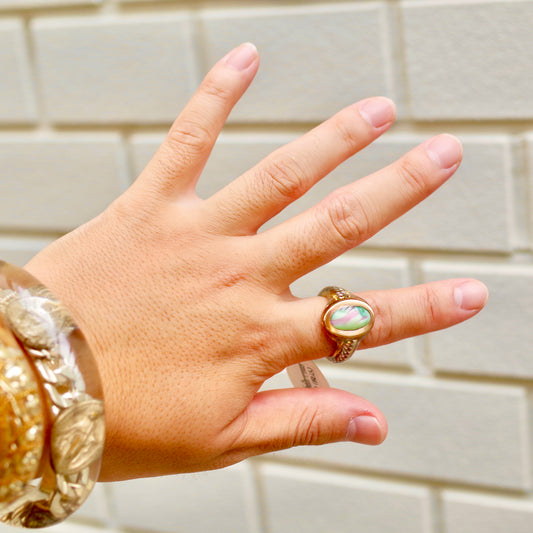 BROOCH ANTIQUE RING / USA / GREEN / PURPLE #16