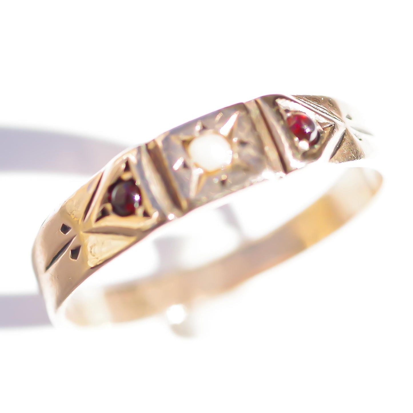 BABY RING / PEARL / GARNET / USA / 10K / #1