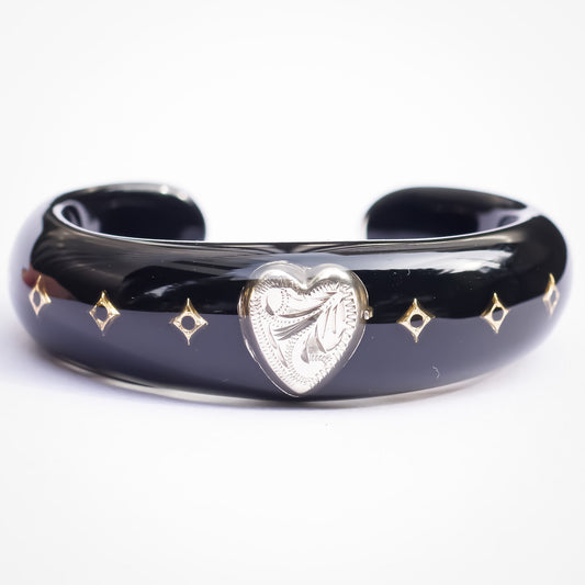LOVE BRACELET / SILVER HEART / BLACK