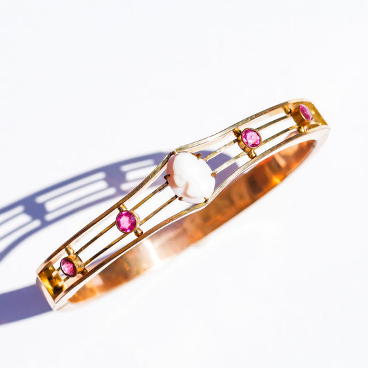 PINK CAMEO BANGLE / USA (A&Z) / TOURMALINE / 14KGF