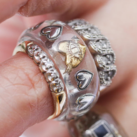 Sacred Arrow Heart Eye Ring - Clear / #11