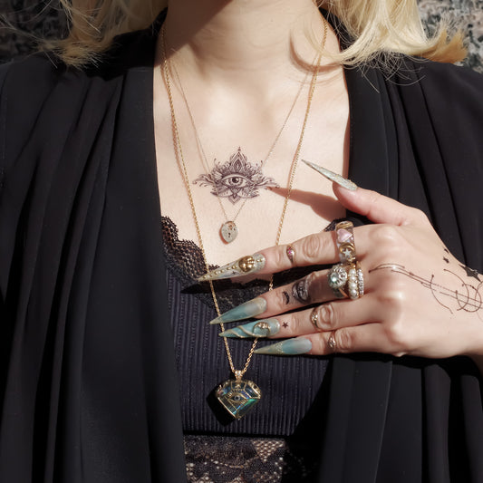 Prismatic Eye Diamond Necklace - Aurora Opal