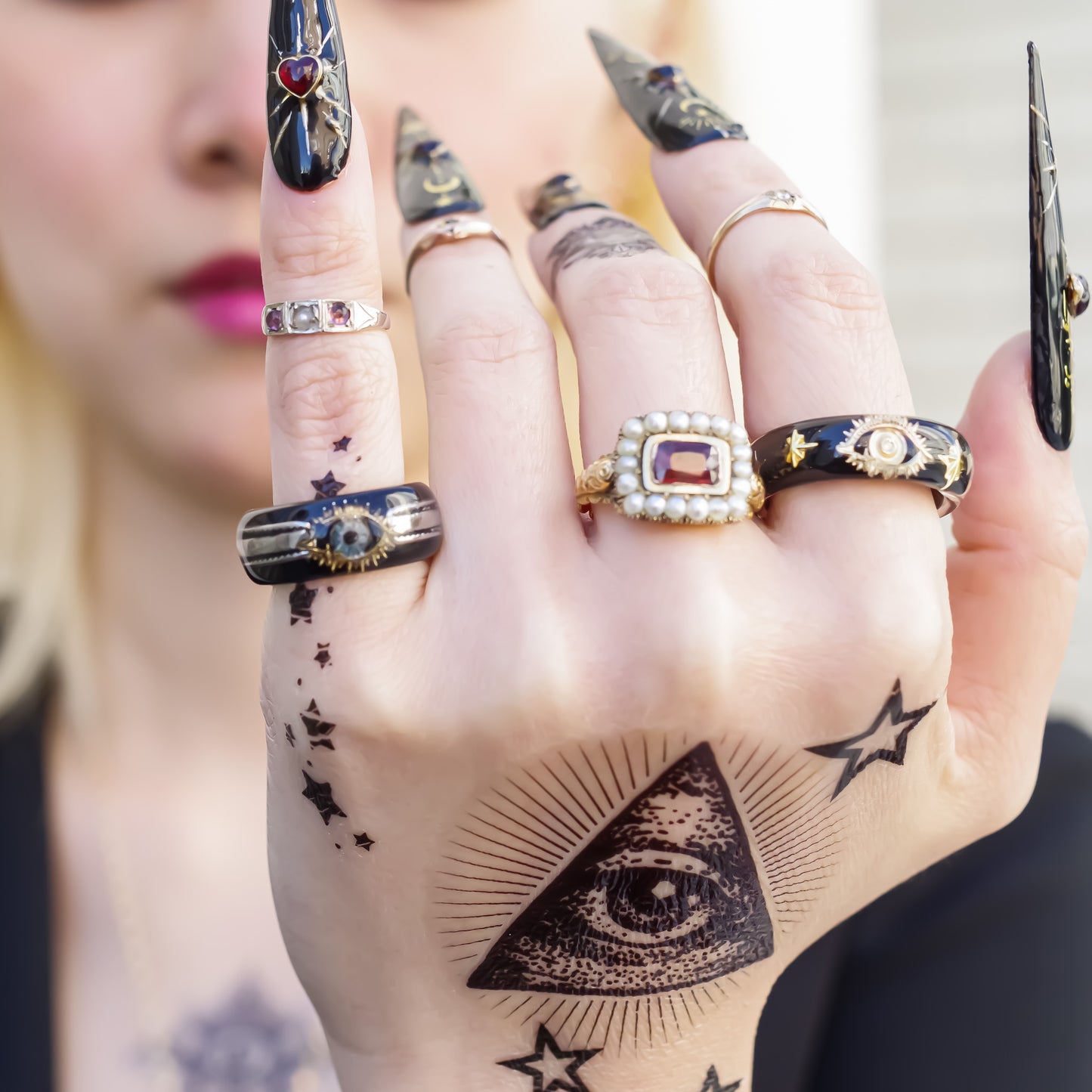 EYE RING / SILVER / BLACK / STAR / #3