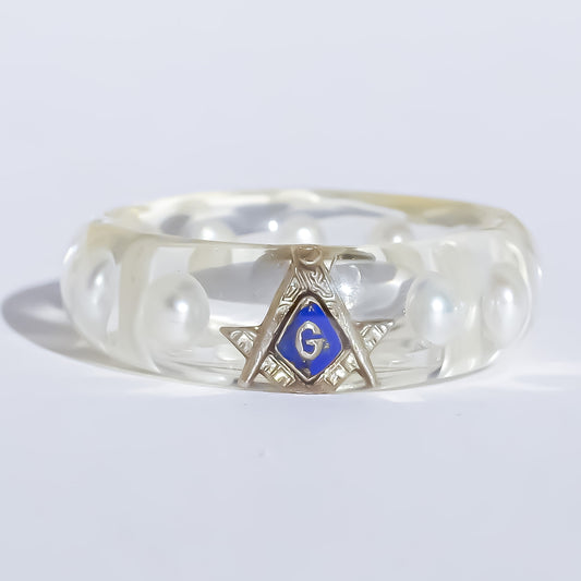 MASONIC RING / PEARL #12