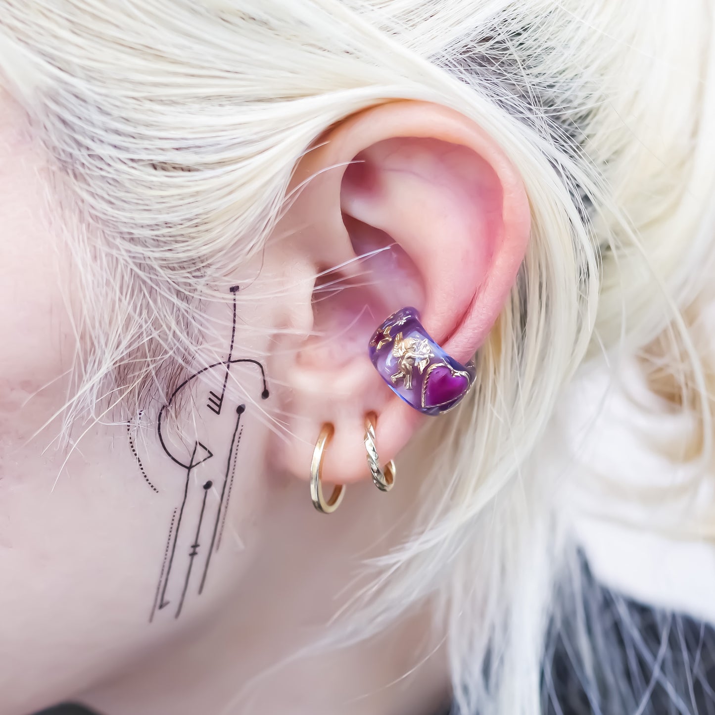 ANGEL EARCUFF / HEART / PURPLE / PURPLE