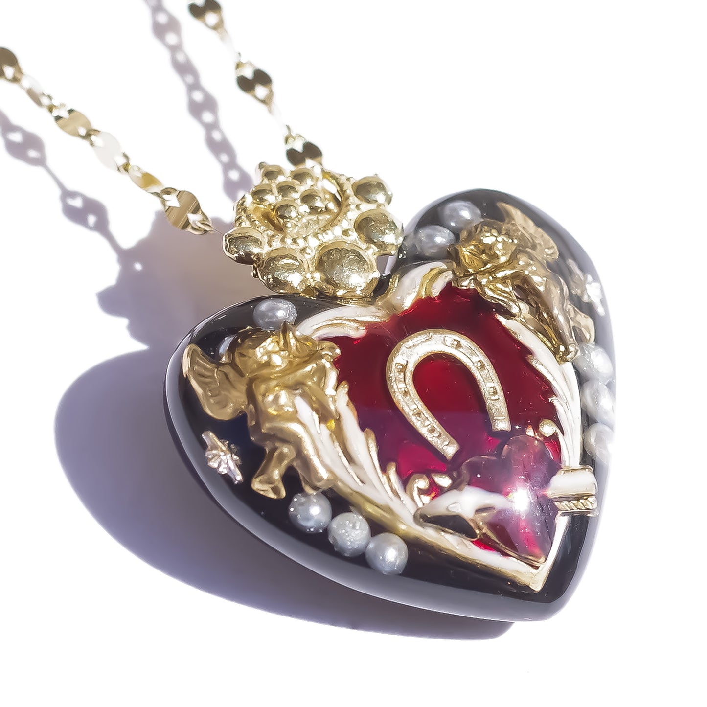 ANGEL NECKLACE / HEART / HORSESHOE /BLACK