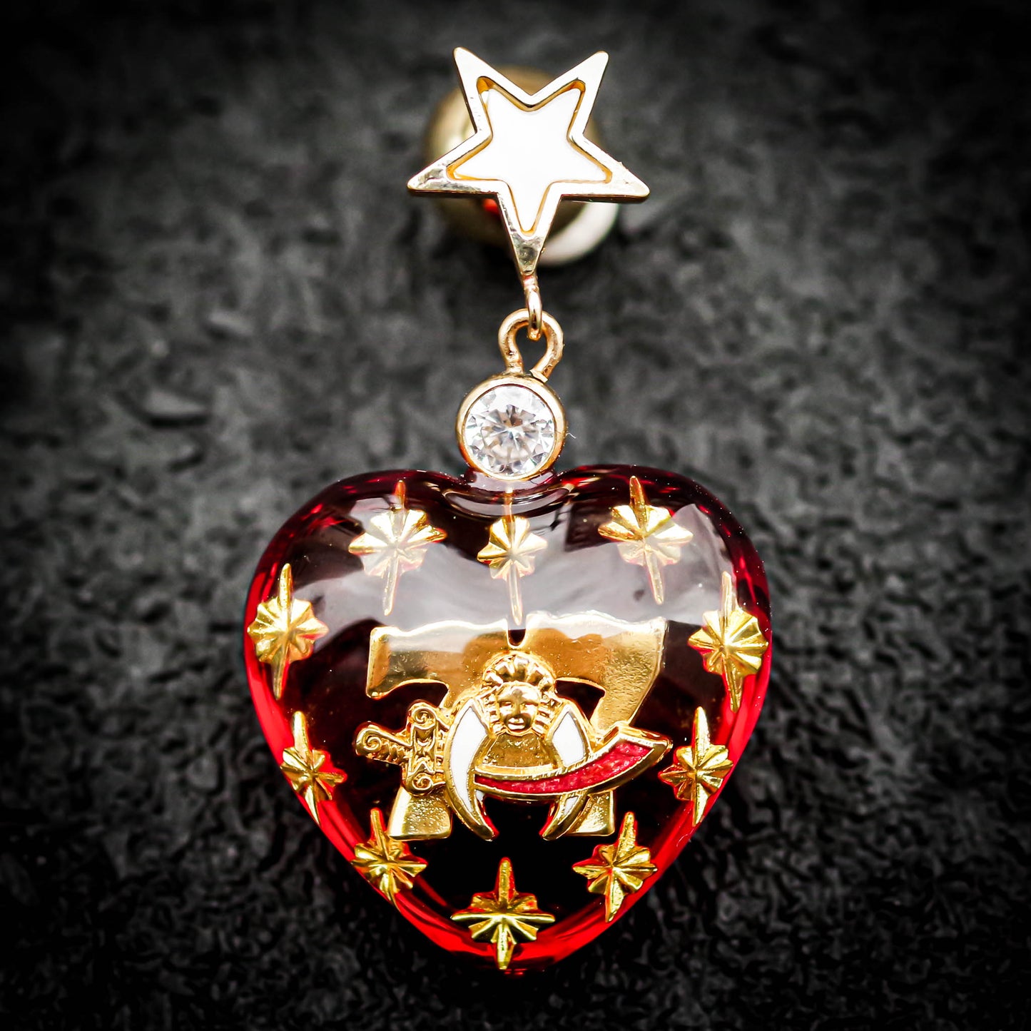 HEART EARRING / SHRINER / RED / 1P