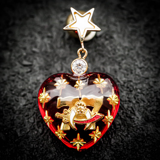 HEART EARRING / SHRINER  / RED / 1P