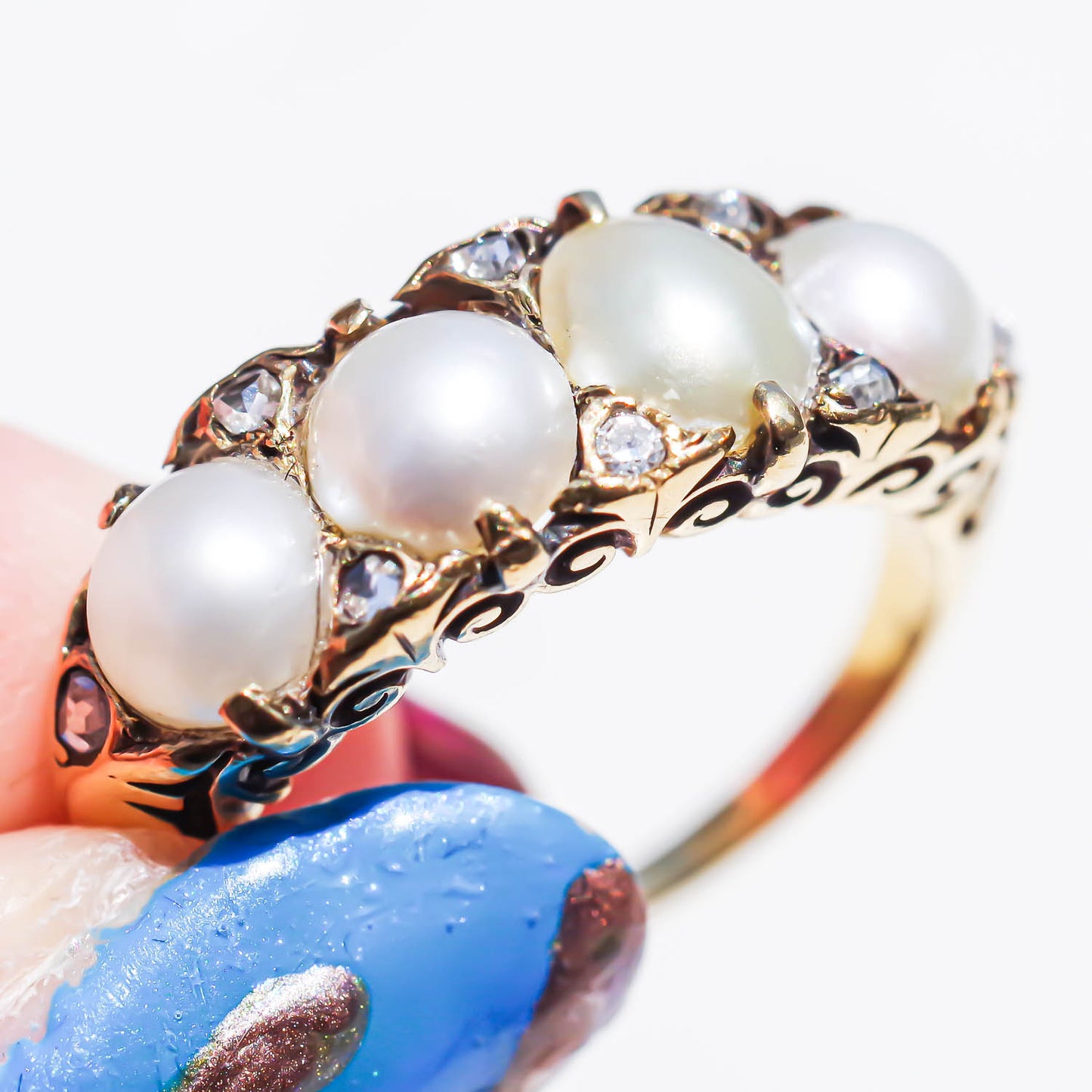 PEARL & DIAMOND RING / UK (18KYG) #11