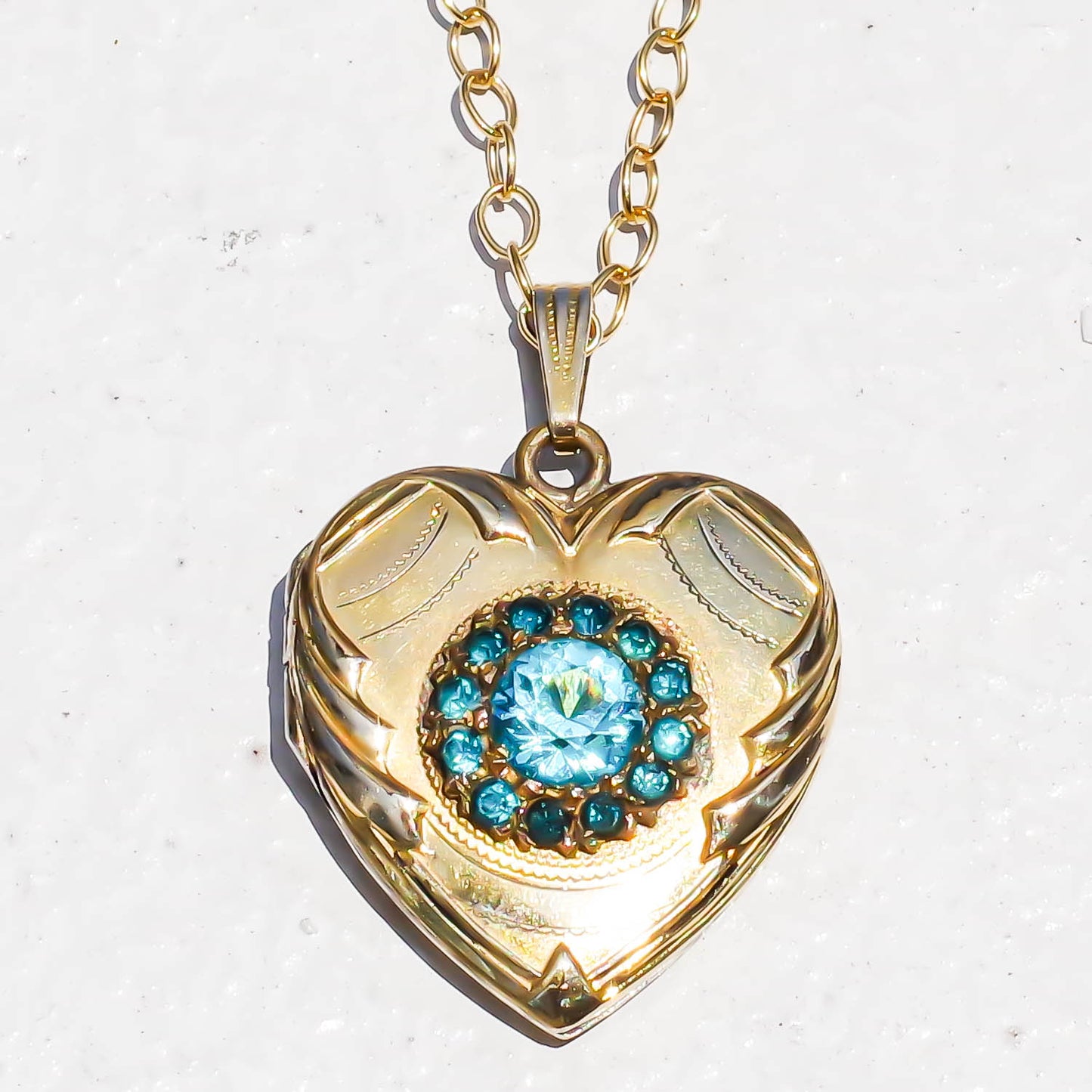 SWEETHEART NECKLACE / LOCKET / BLUE / 10KGF