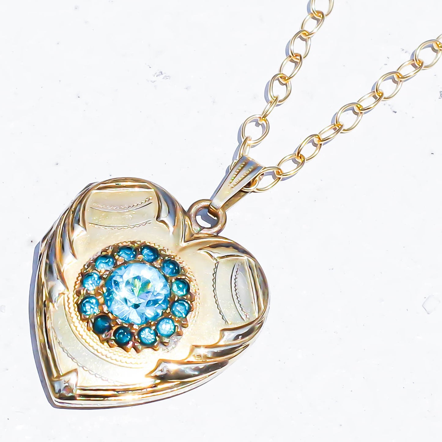 SWEETHEART NECKLACE / LOCKET / BLUE / 10KGF
