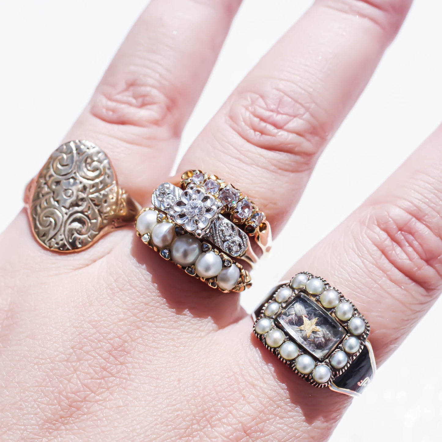PEARL & DIAMOND RING / UK (18KYG) #13