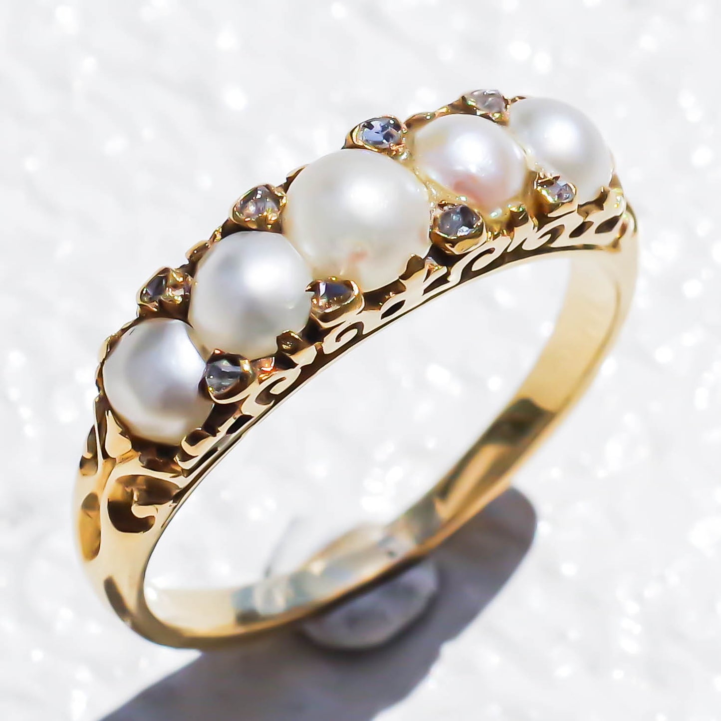 PEARL & DIAMOND RING / UK (18KYG) #13
