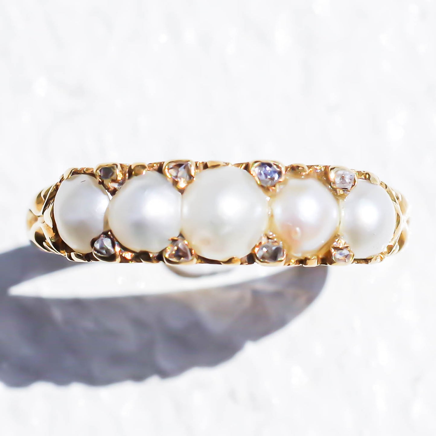 PEARL & DIAMOND RING / UK (18KYG) #13