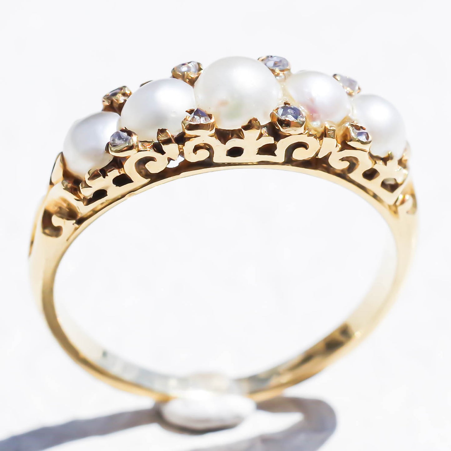 PEARL & DIAMOND RING / UK (18KYG) #13