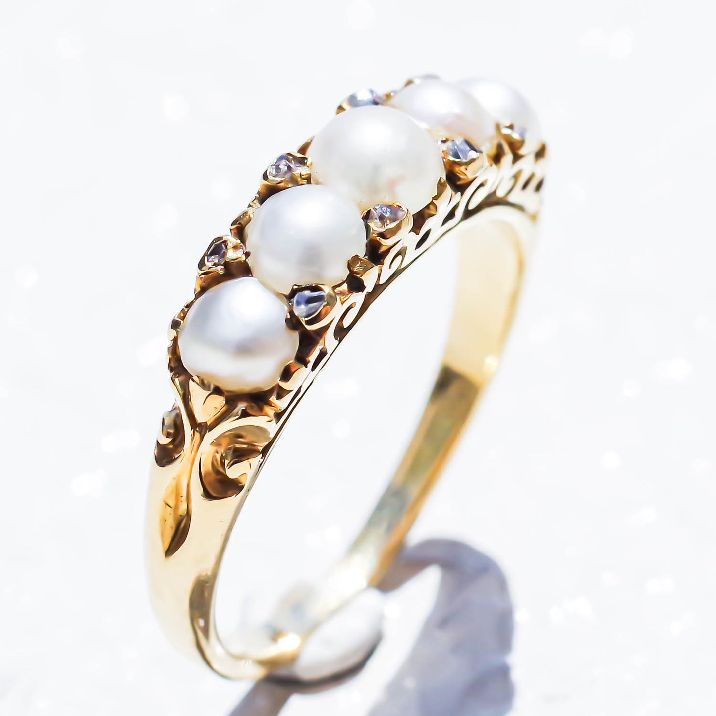 PEARL & DIAMOND RING / UK (18KYG) #13
