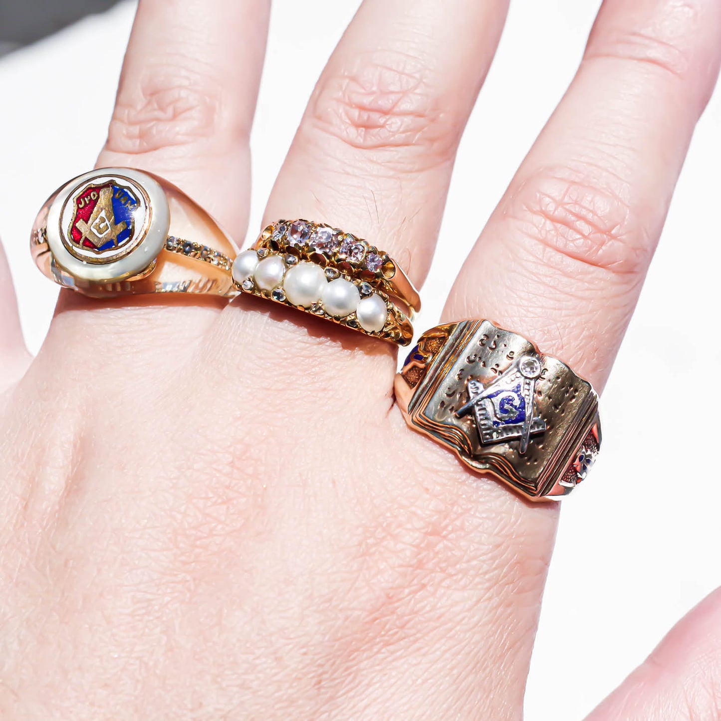 PEARL & DIAMOND RING / UK (18KYG) #13