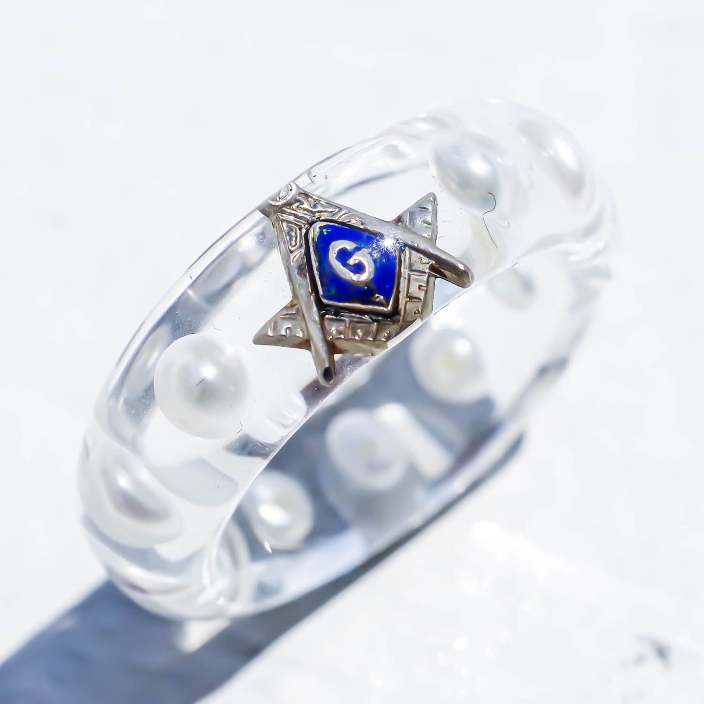 MASONIC RING / PEARL #12