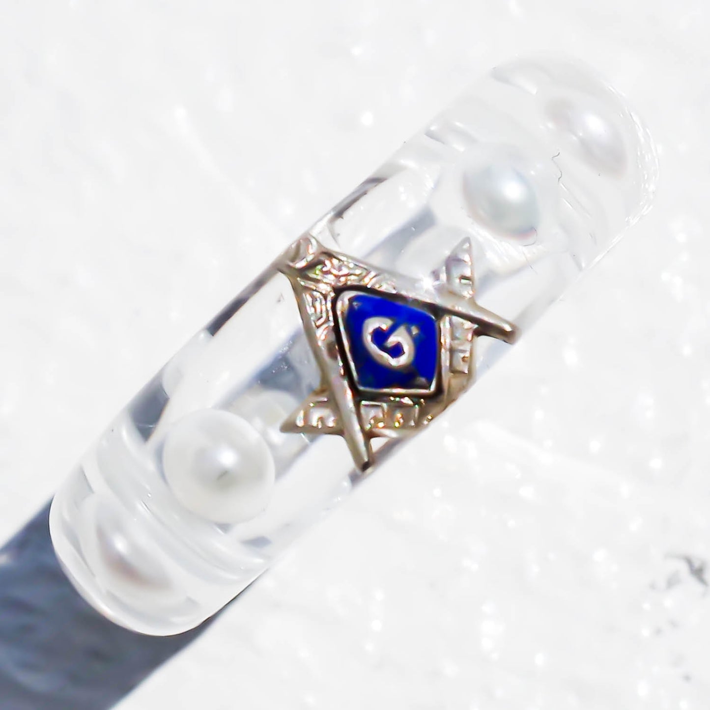 MASONIC RING / PEARL #12