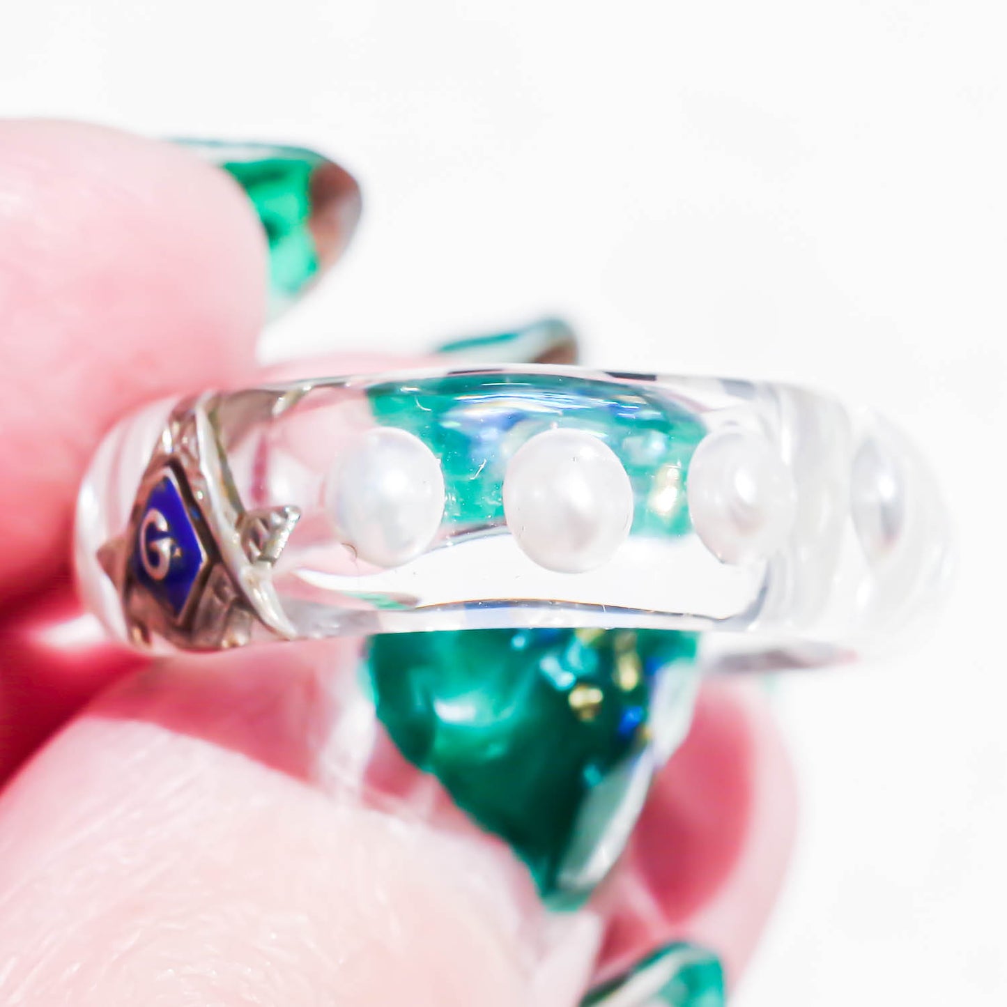 MASONIC RING / PEARL #12
